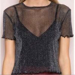 Brandt Melville sheer mesh glitter top